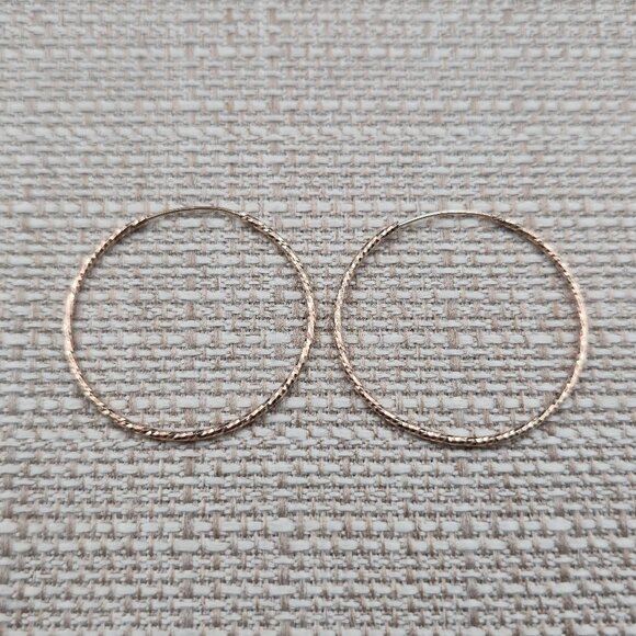 Jewelry - Rose Gold Over Sterling Silver Textured Hoop Earrings A6563
